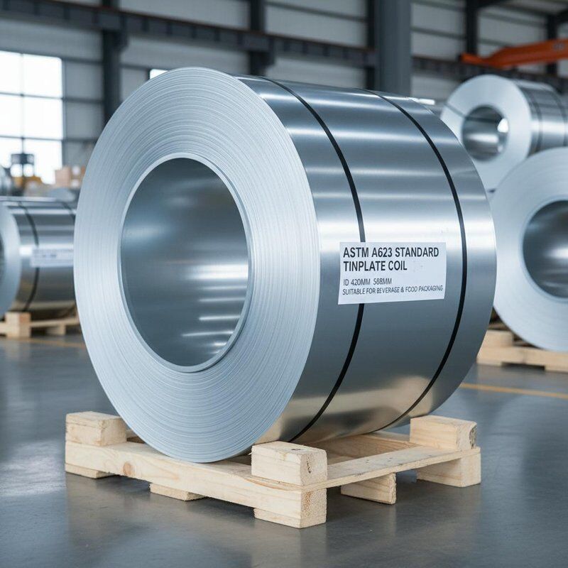 ASTM A623 Standart Alaşın Plaket Bobin Bobin Id 420mm 508mm Sertlik DR10 İçecek ve Gıda Paketleme Uygulamaları için Uygun